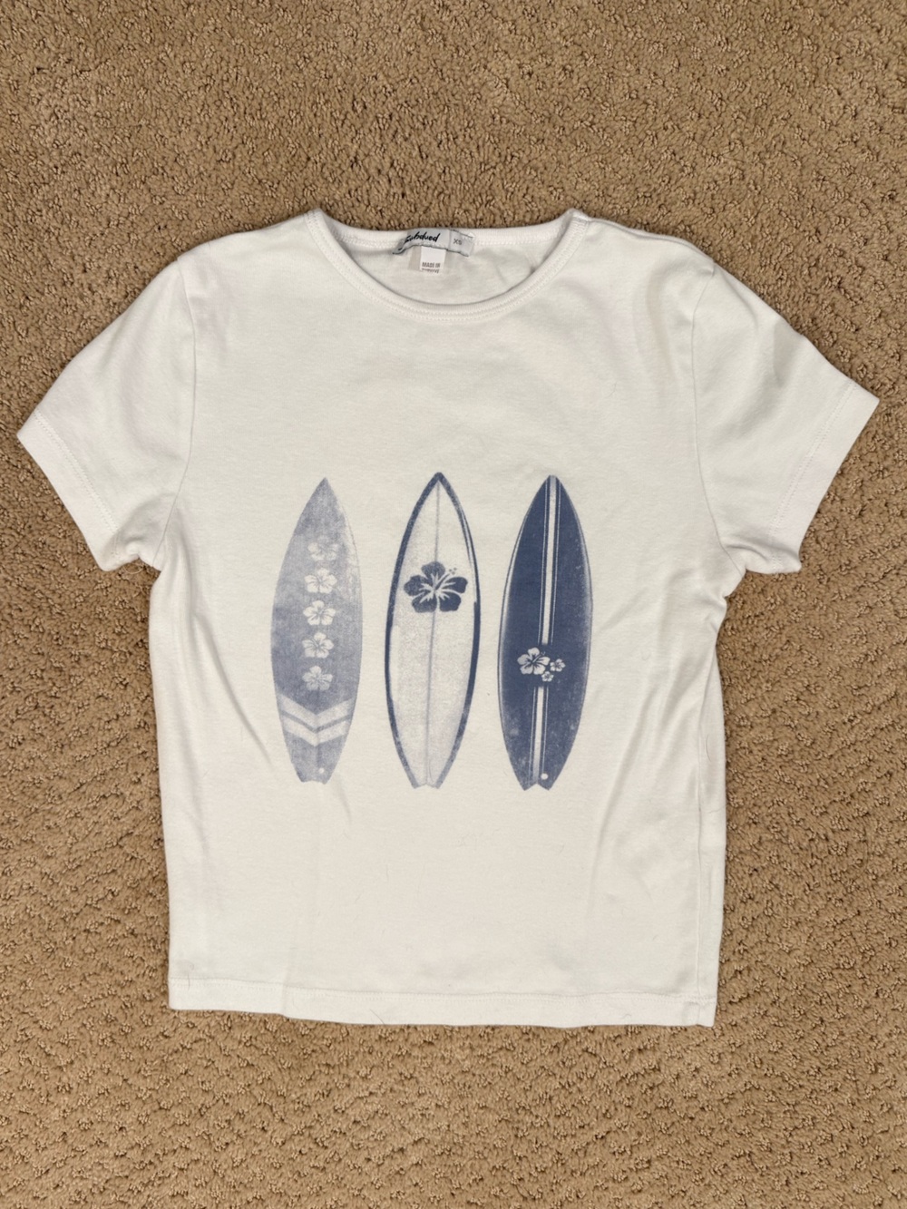 Kids White One-Piece with Surfboard Print